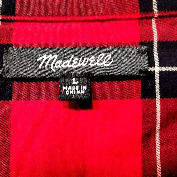 Madewell Women's L Plaid Red Cotton Country Shirt - Picture 5 of 11